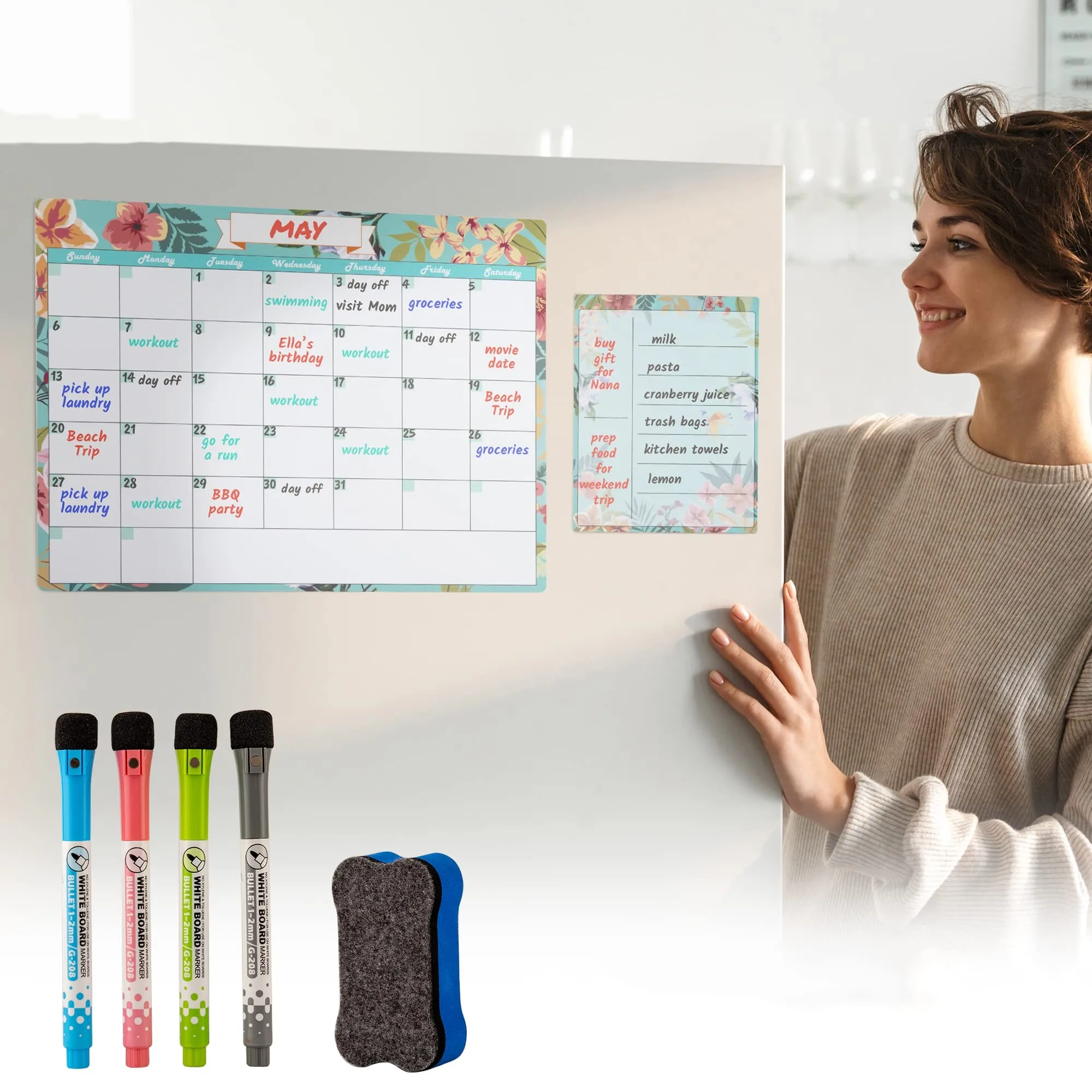 Customized Home Office Kitchen Decor Planning Boards Magnetic Monthly and Weekly Calendar Notepad Whiteboard Fridge Magnets