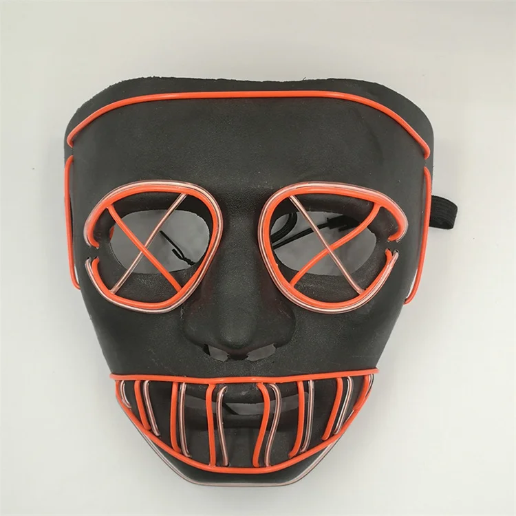 Factory Led El Flashing Light Scary Face Mask Neon Glowing Big Mouth Cosplay Carnival Party Masks Masquerade Decoration Shield