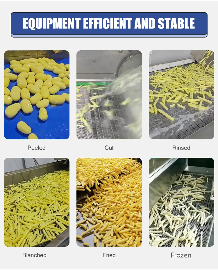 CE PED Certificate Turnkey Frozen French Fries Making Machine Potato Strips Frying Line French Fry Production Line