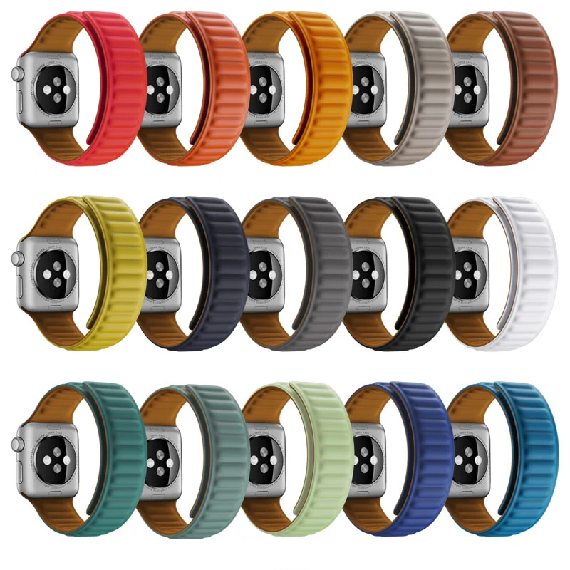 New Designer Silicone Magnetic Strap For Apple Watch Series 7 6 5 4 3 Band 45mm 41mm 44mm 40mm 42mm Magnetic Loop Bracelet Belt