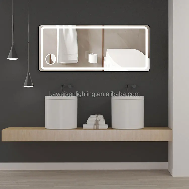Factory Supply Big-Sized Bath Mirror Wall Mounted Led Lighting Touch Sensor 3-CCT Adjustable Bathroom Makeup Mirrors