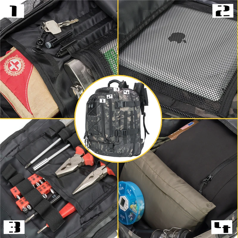 
Water resistant molle assault 39-64 L Outdoor 3 Day Expandable Military Sport Camping Hiking Trekking Bag Tactical Backpack 