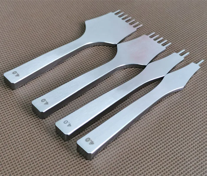 Diamond Chisel Leather Craft Tool Set Die Steel 3/4MM Internal Tooth Polishing Hole Chisel Graving Stitching Punch Tools Kit