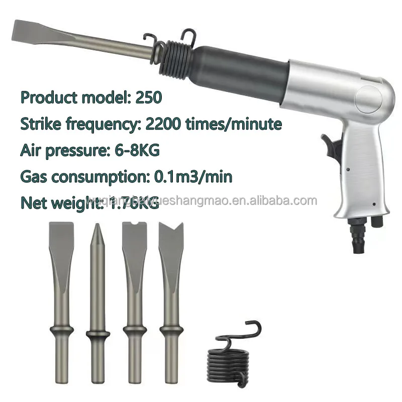 150/190/250mm pneumatic shovel circular/hexagonal handle air hammer set with  pneumatic air scraper kit