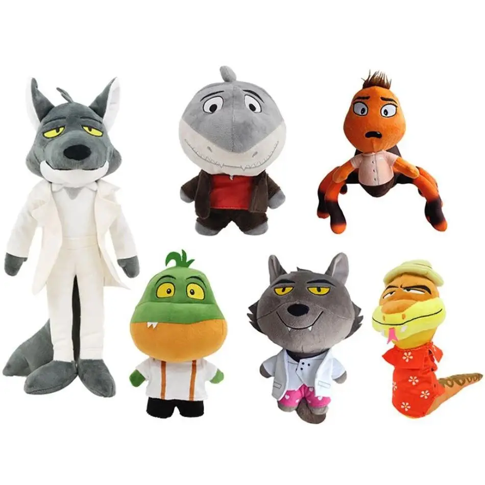 Rts The Bad Guys Plush Toy Mr Wolf Snake Piranha Shark Plushies Cute Cartoon Animal Soft Stuffed Doll Kid Birthday Gift