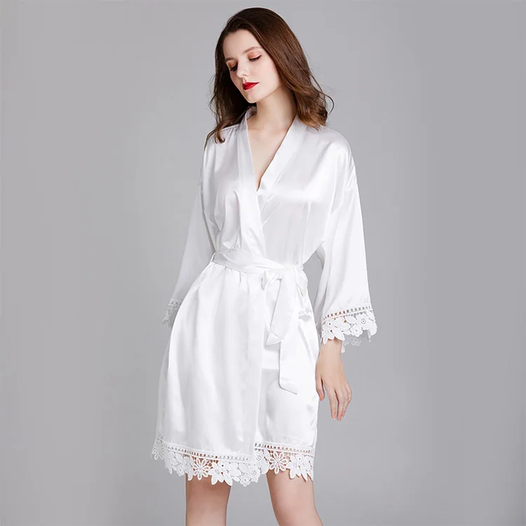Pajamas Women Spring And Summer Long Sleeve Plus Size Silk Home Yukata Robe Bathrobe