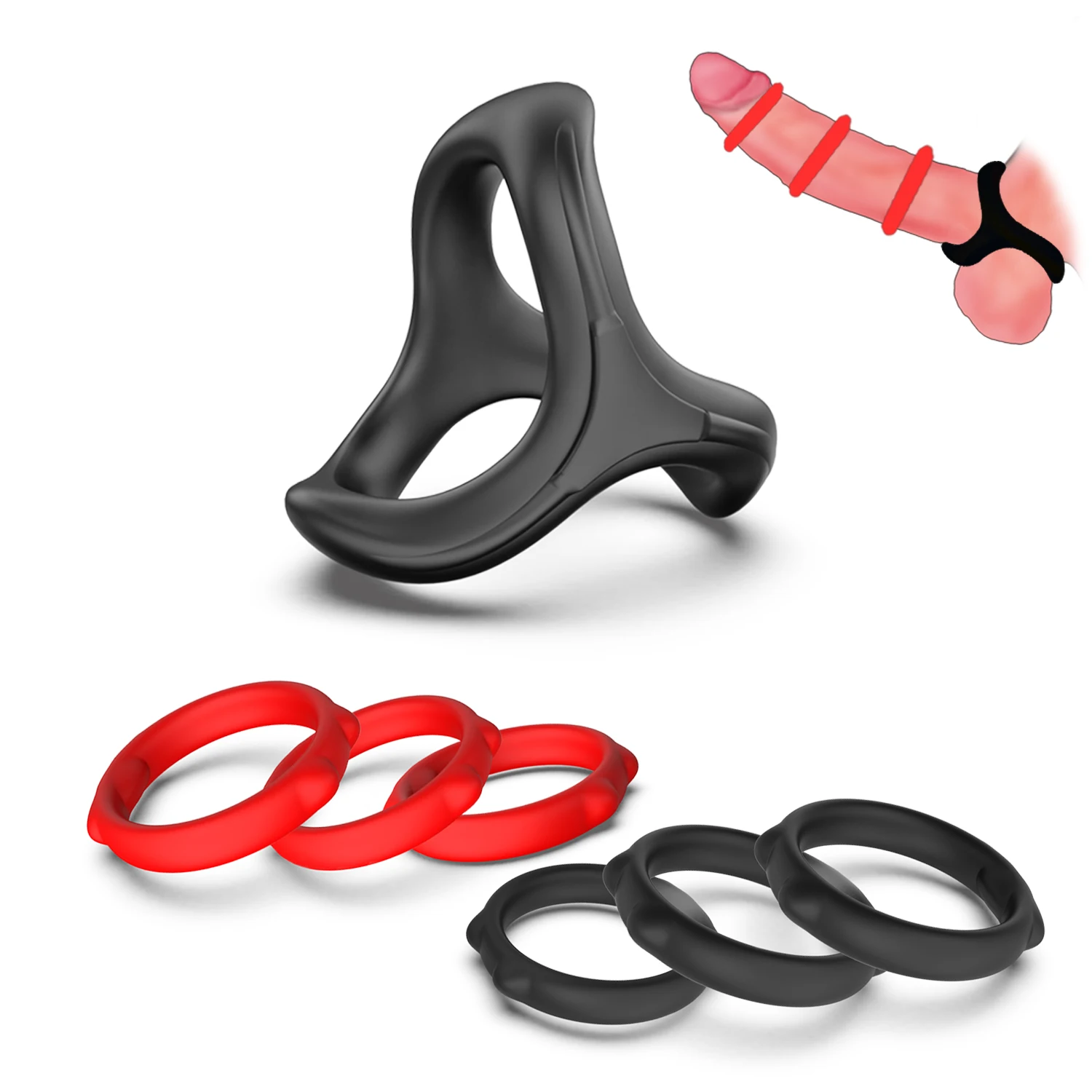 SAMEYO Male Cock Ring Enlargement Adjustable PenisRing Cock-ring Sex Toy for Men Lock Delay Ejaculation Adult Product