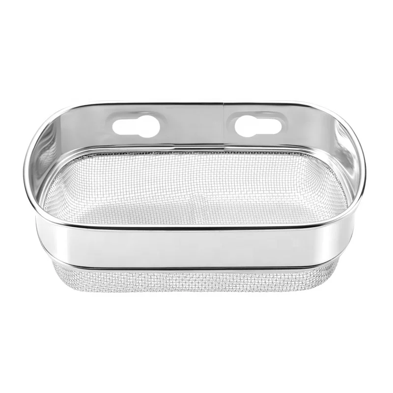 Stainless Steel In Sink Corner Strainer Colander for Collecting Leftover Food Scrap Peel Gargable Storage Basket