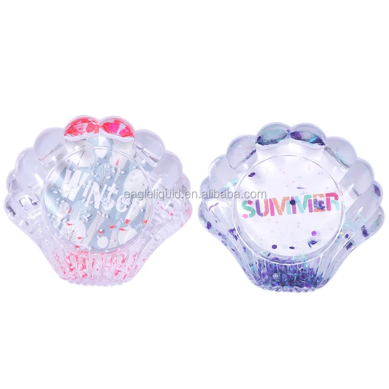 Summer Gifts Shell Shape Liquid Photo Snow Globe with Picture Insert and Glitters Customized Shell Photo Frame