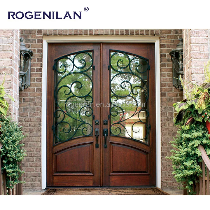 High Quality Villa Main Entrance Door New Design Decorative Wrought Iron Entrance Double Front Door