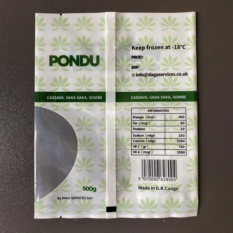 Custom printed nylon laminated plastic freeze-dried frozen vegetables packaging pouch bags for poudu cassava leaves