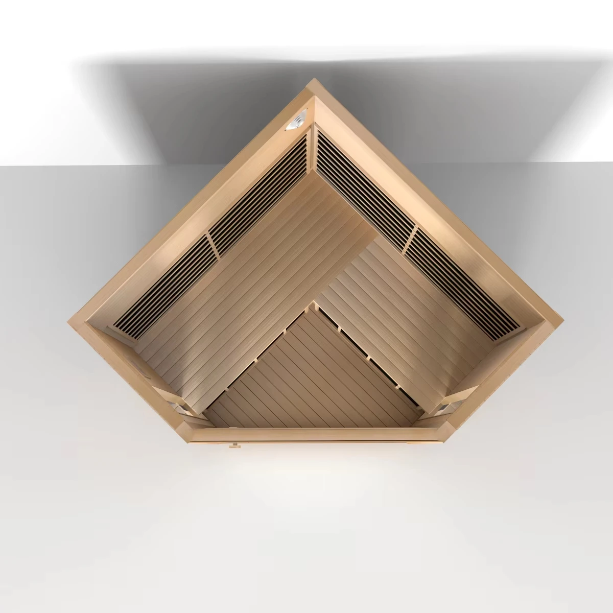 Corner Solid Hemlock/Red Cedar Home Wooden Sauna Carbon Panel 4 Person Size Infrared Sauna Room