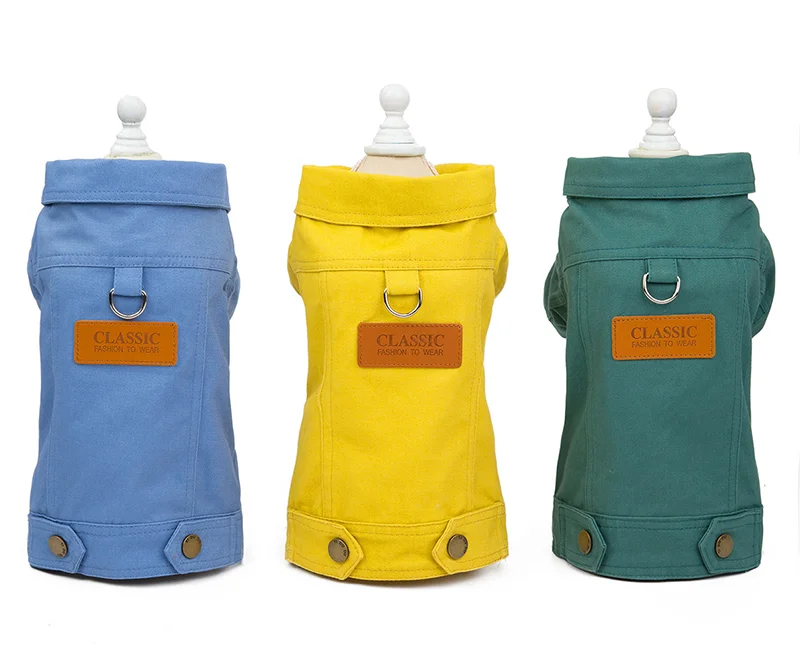 Wholesale Fashion Thick Winter Warm Wool Collar  Jeans Dog Coat Pet Denim Jacket
