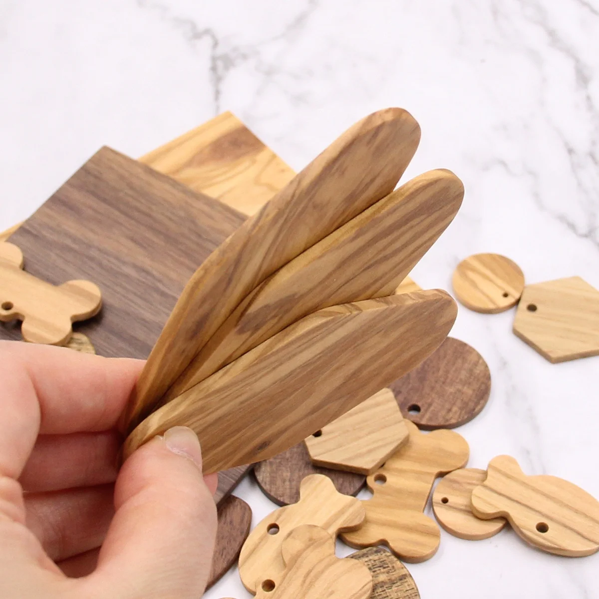 Hardwood Hanging Ornaments Charms for Keychain Necklace Wood Label Tag Pendant Koa Wood Charms