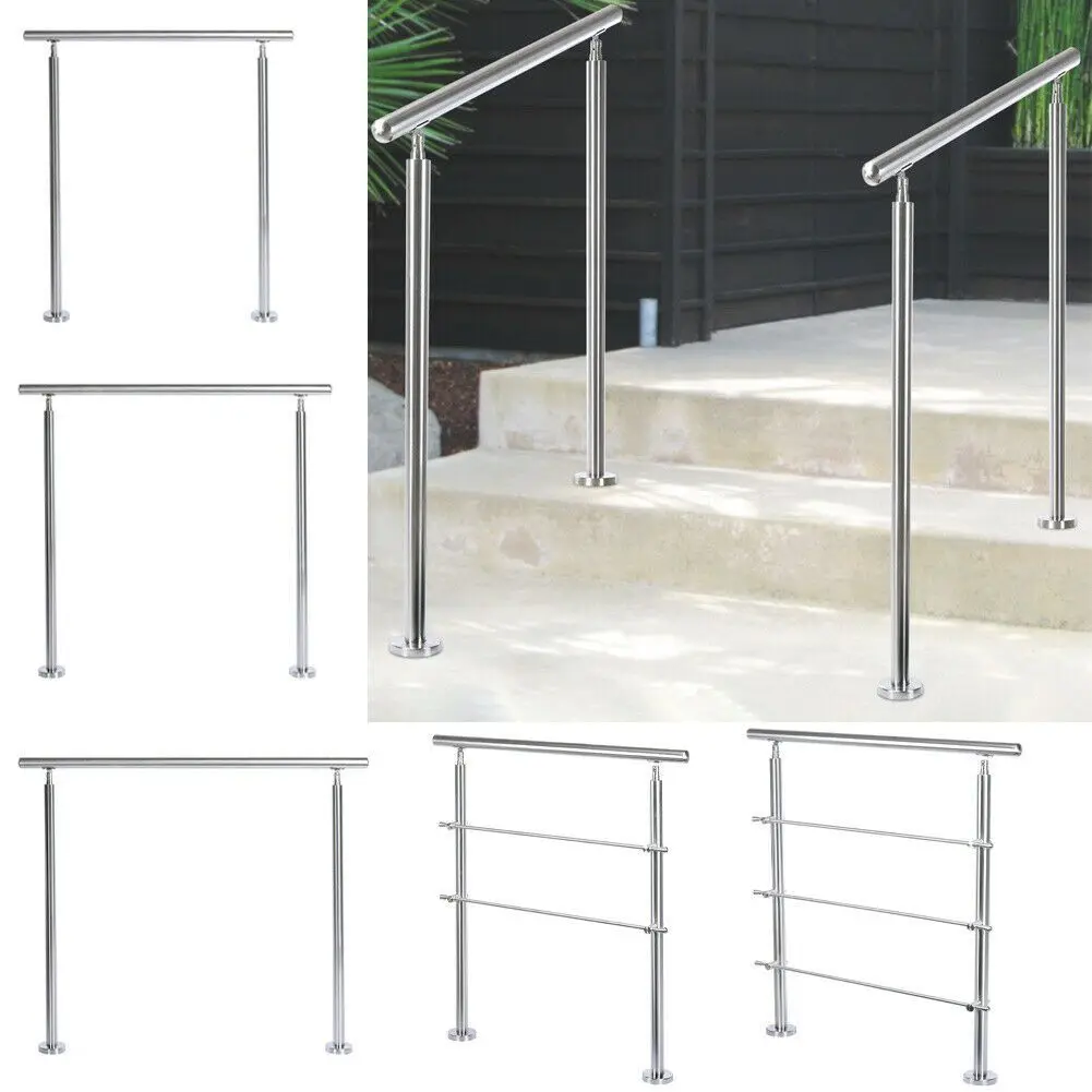 CBMmart Modern Outdoor Glass Railing Stair Balustrades Stand Column Railing with Handrail Stainless Steel Balcony Glass Railing