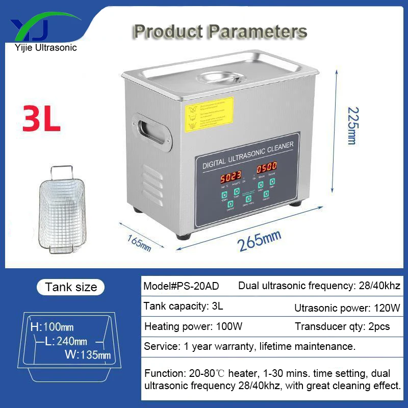Easy Clean Portable Circuit Boards 3L Dual frequency Ultrasonic Cleaning Machine Ultrasonic Cleaner