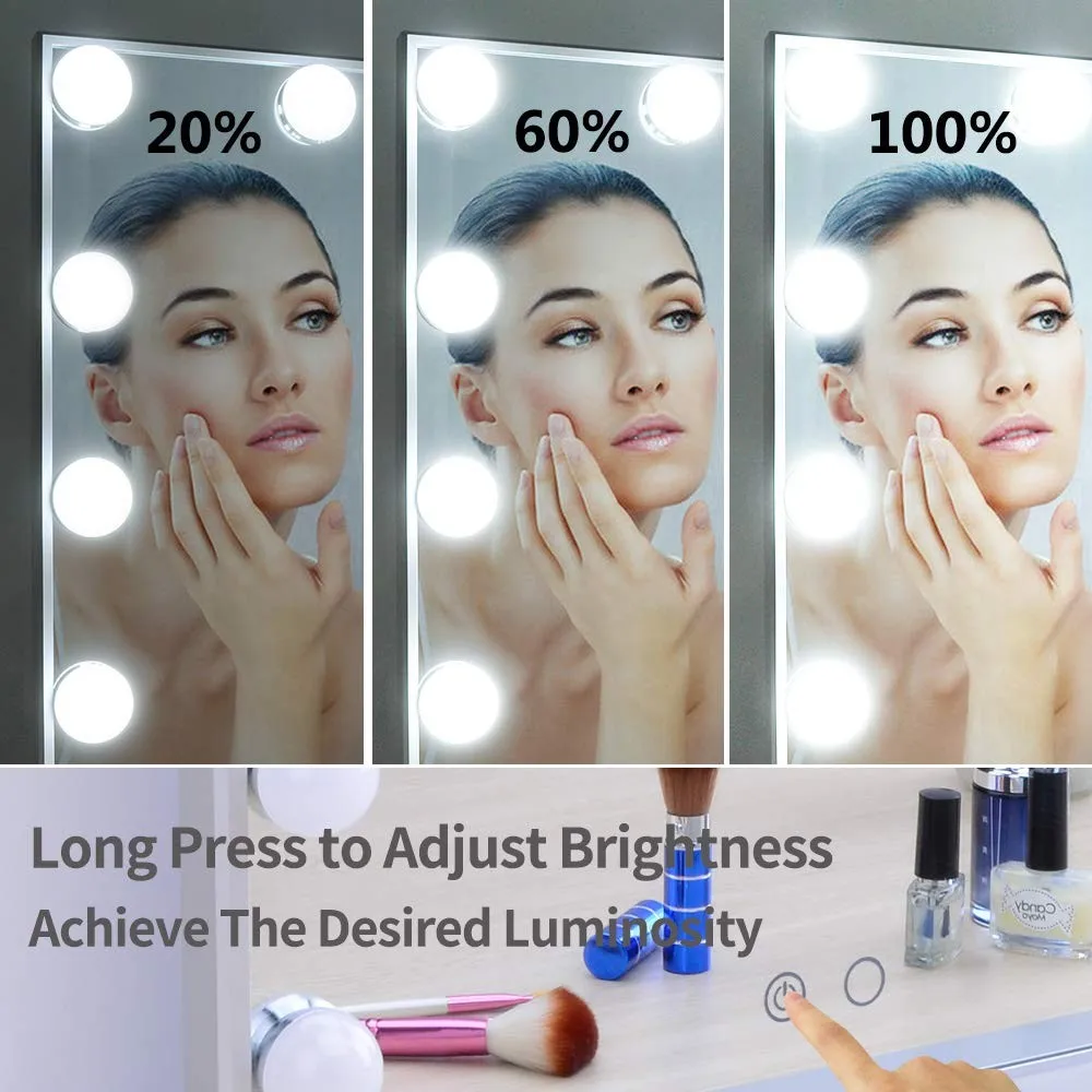 Beautme walmart lighted led light make up mirror magnification professional white vanity mirror