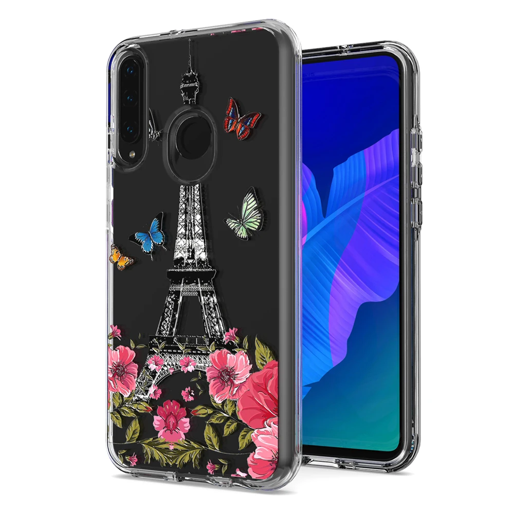 Прозрачный чехол с цветочным принтом для телефона из ТПУ huawi p40 lite y5p 2020 y7p