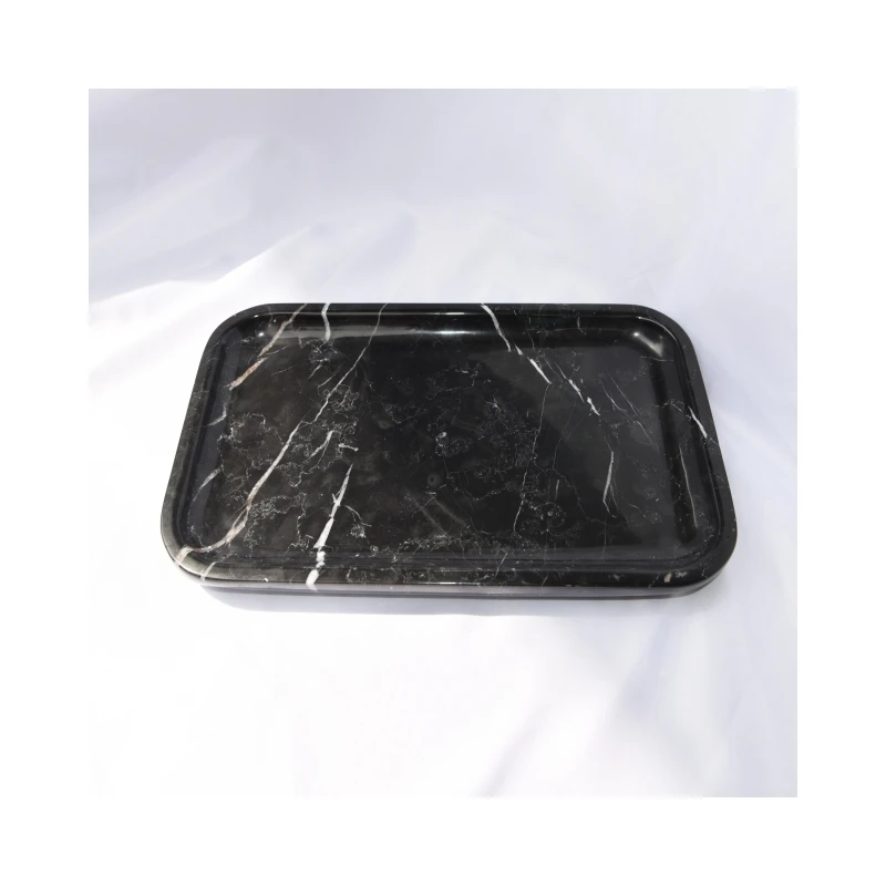 SHIHUI Natural Stone Kitchen Accessories Tableware Sell Rectangle Nero Marquina Black Marble Serving Square Tray