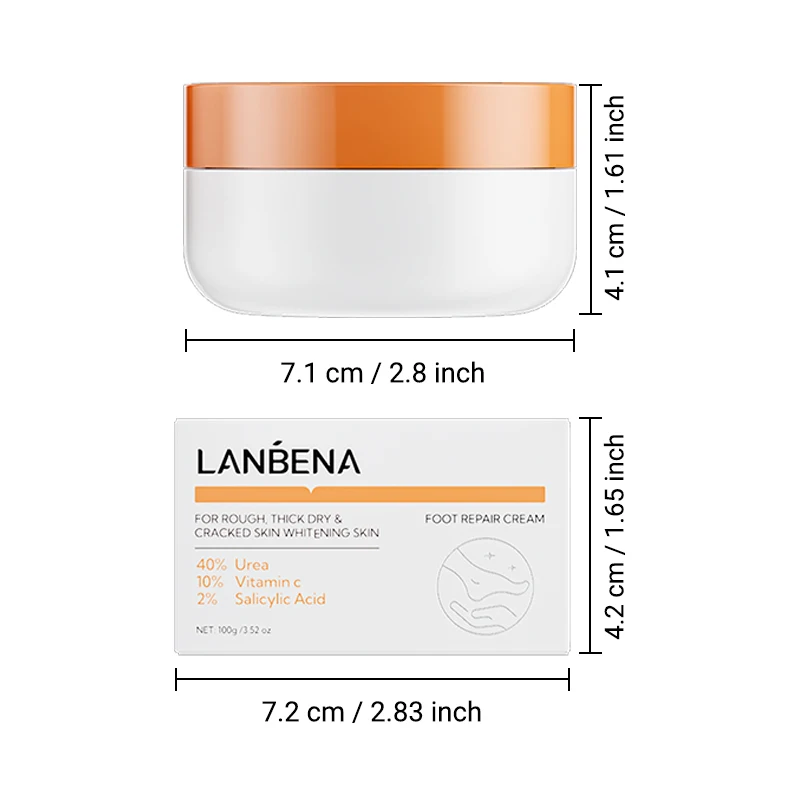 Lanbena Urea Cream 40% plus Salicylic Acid 2%, Foot Cream for Dry Cracked Heels Feet Skin Barrier Repair Cream