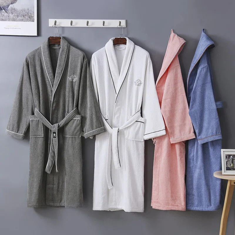 Wholesale Custom Embroidered Luxury Terry 100% Cotton Bathrobe Bath Robes Unisex