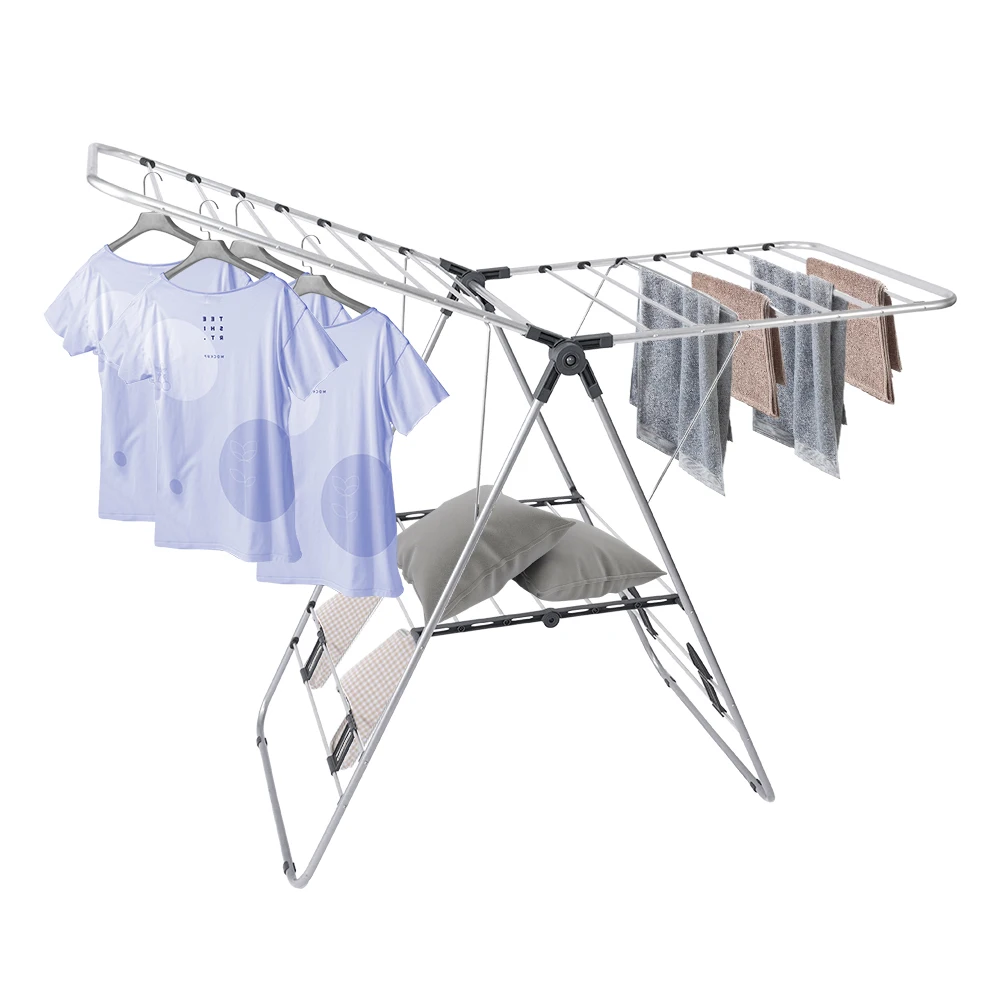 Space Saving Balcony Clothes Drying Rack Collapsible Laundry Rack Clothes Drying For Air Drying Clothing