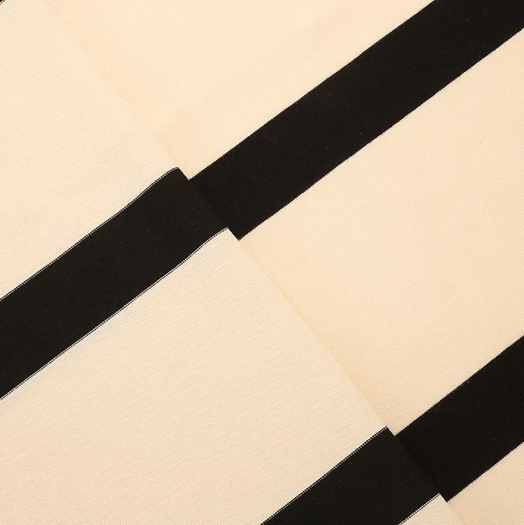 Wholesale Thick 230gsm 100% Cotton Double Yarn Yarn-Dyed Stripe Single Jersey Fabric for Loungewear and T-Shirts