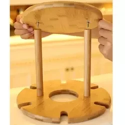 Wine Bottle Holder and 6  Glass Goblets Drying Rack Bamboo Wine Rack for Bar and Kitchen