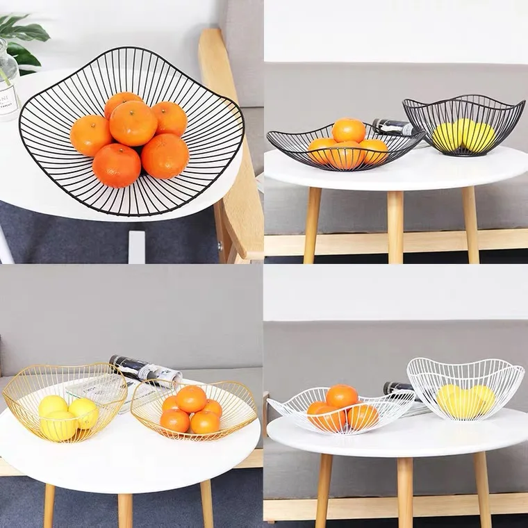 Storage Baskets Wire Fruit Baskets for Storage Bathroom Kitchen Toy Fruit Sundries Container Decoration Desktop Metal Earphone