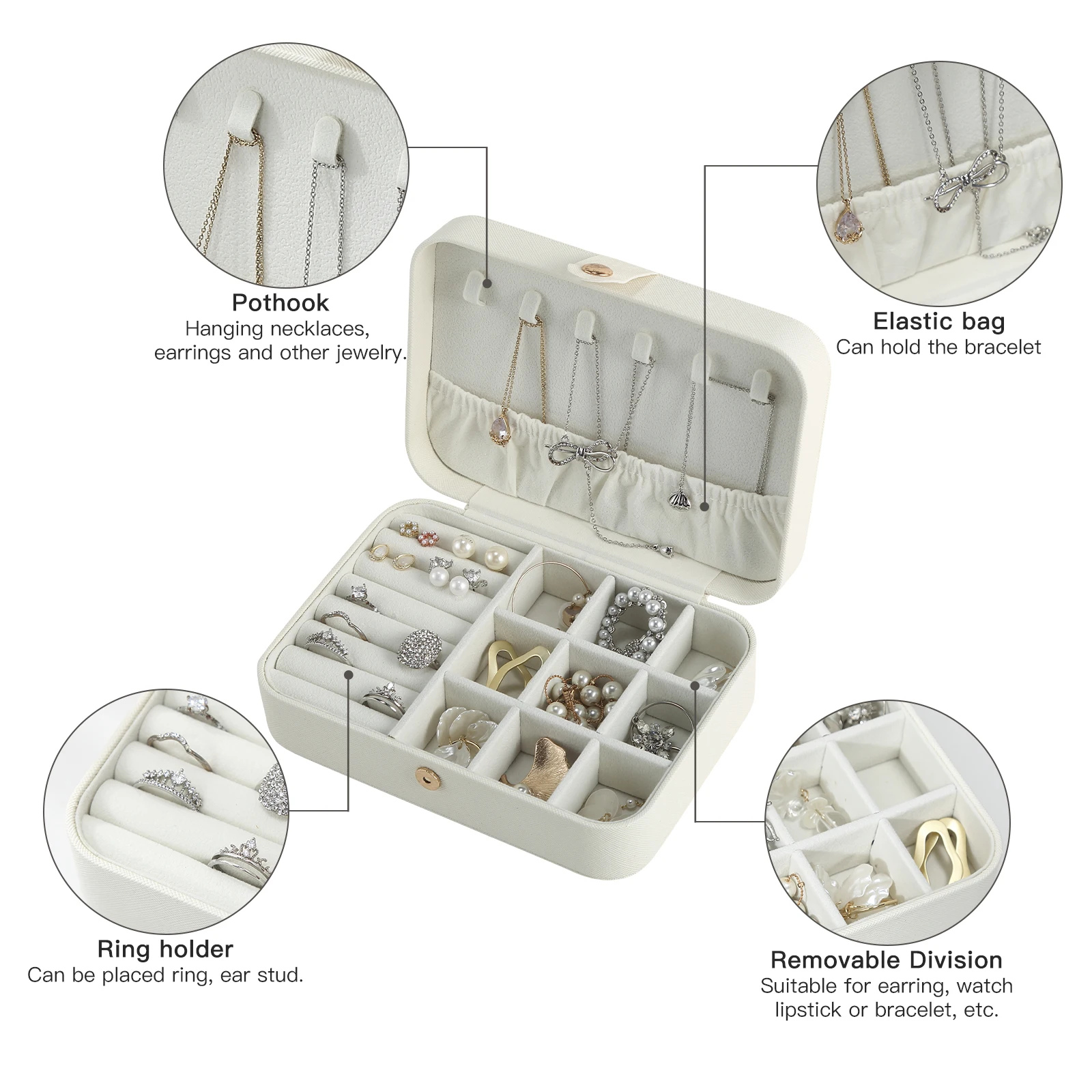 Wholesale Custom Logo Small PU Leather Jewelry Box Blue Travel Jewellery Necklace Ring Earring Jewellery Organizer Girl Gift