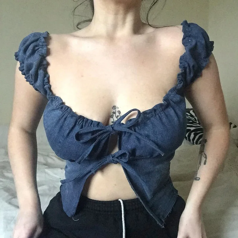 Factory Y2k Sweet Spice Girls Design Custom Lace Up Sexy Off Shoulder Tops Women