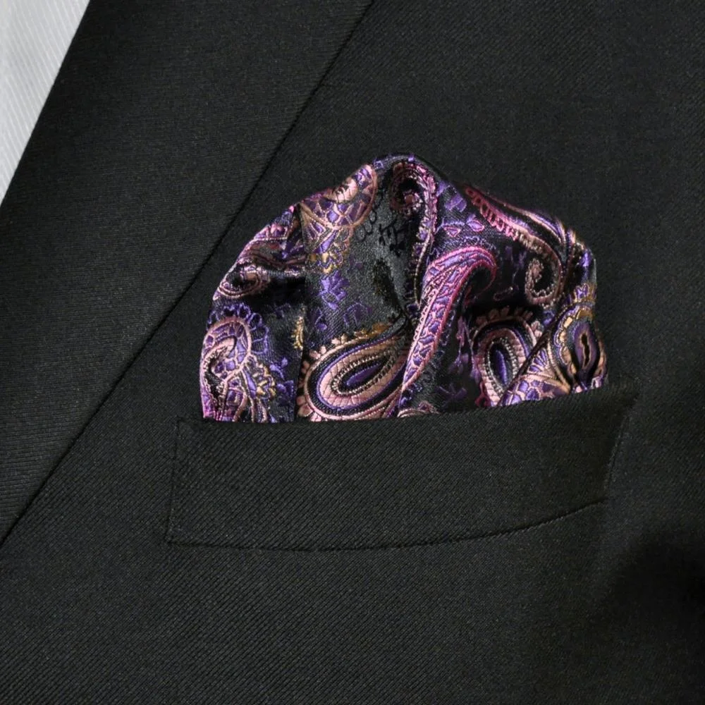 Mens Silk Woven Custom Serged Seams Pocket Square Metallic Yarns High Quality Pocket Squares