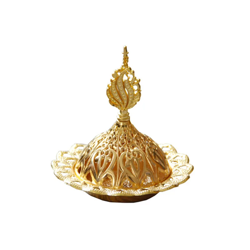 Creative Golden Hollow Metal Incense burner Luxury middle east style Arab exquisite desktop candle holder aroma diffuser