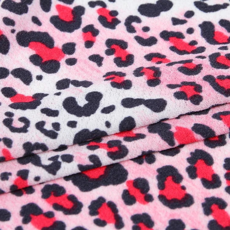 
Leopard printed pattern knitting crepe textile fabric 96 terylene 4 spandex 