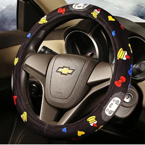 Cute cartoon car steering wheel cover for girl women