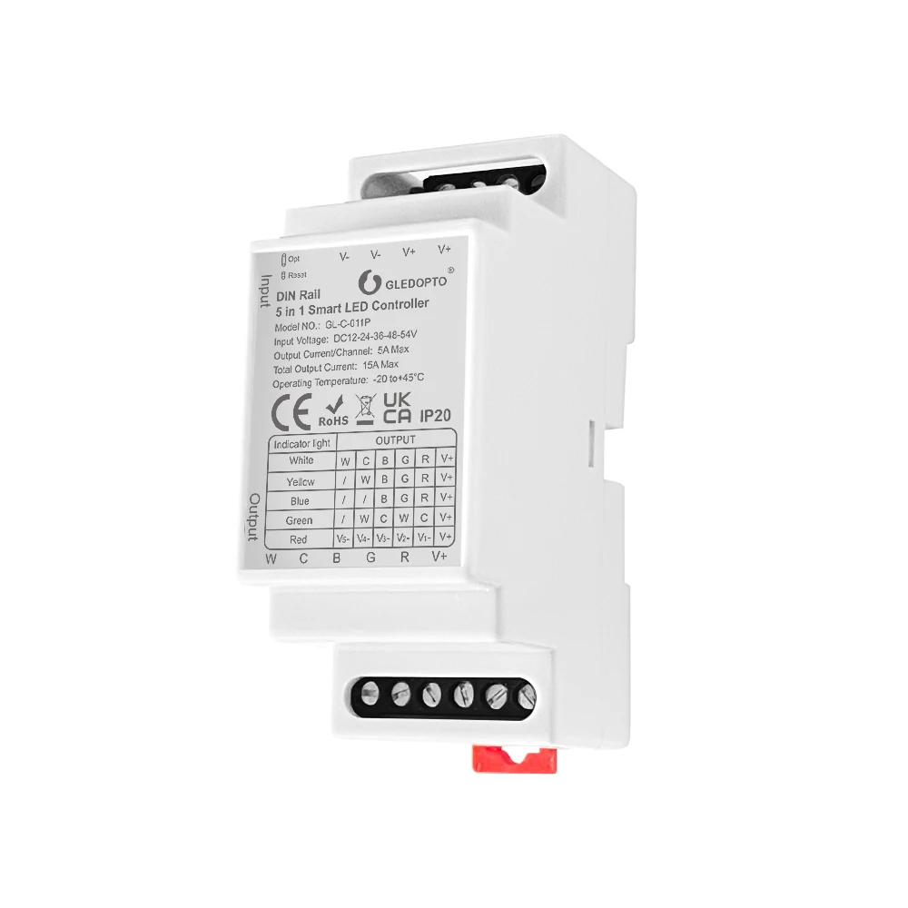 Новый умный светодиодный контроллер Zigbee Din rail DC12-54V RGBCCT RGBW RGB CCT диммер для контрольных огней