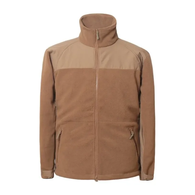 Custom Zip Up Long Sleeve Color Block Stand Collar Blank Outdoor Fleece Jackets For Men