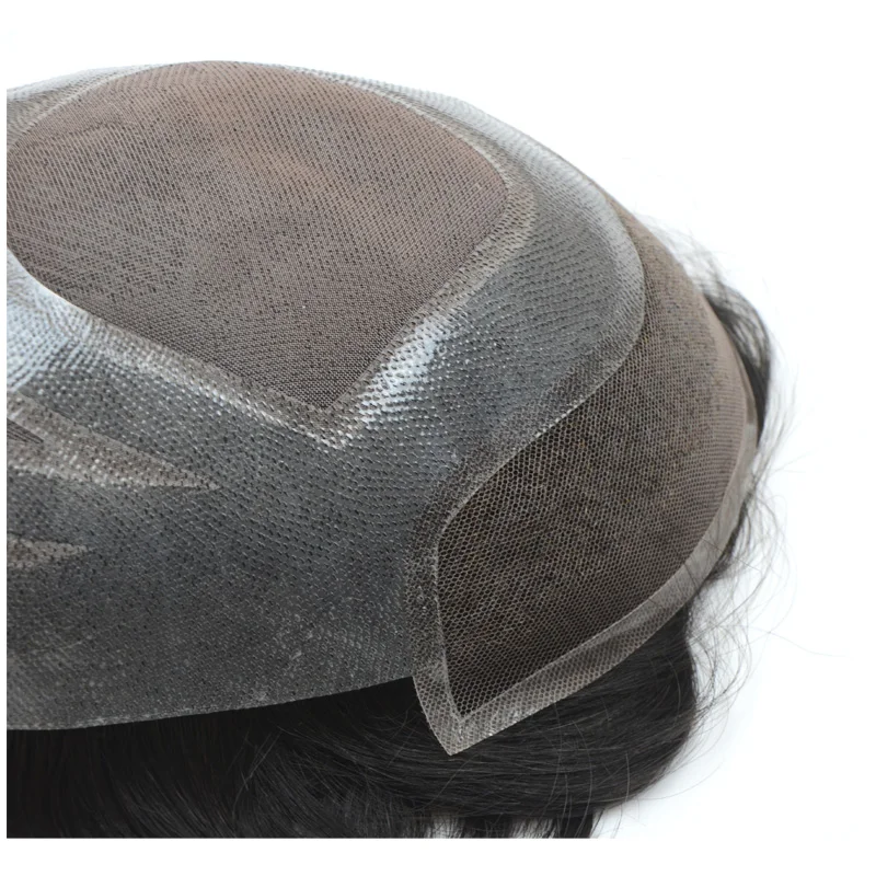 Natural Hairline Invisible human hairpieces high quality Mono top men toupee