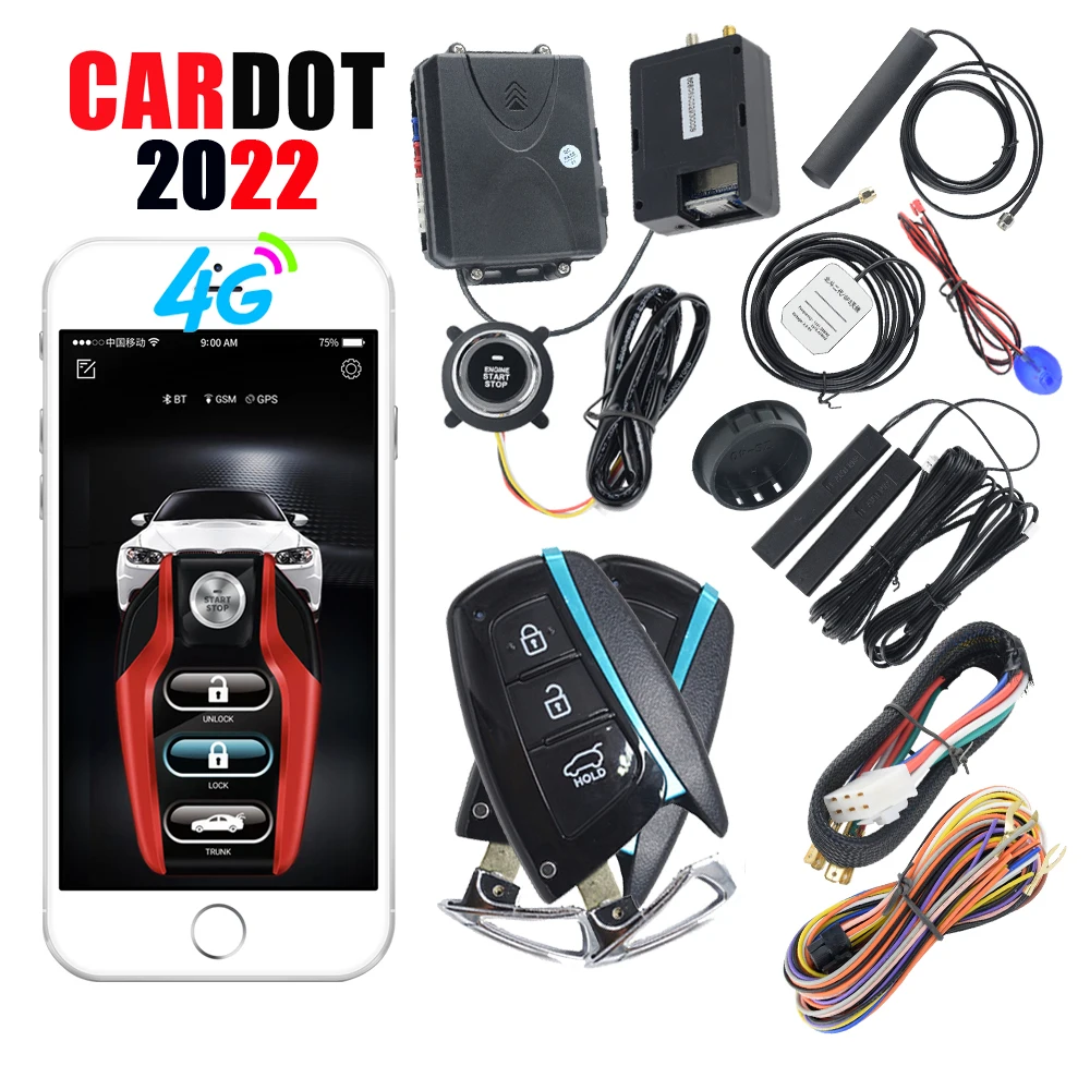 Drop Shipping KOL Cardot 2020 New Gps Gsm Pke Smart Keyless Entry Remote Starter Engine Start Stop Car Alarms