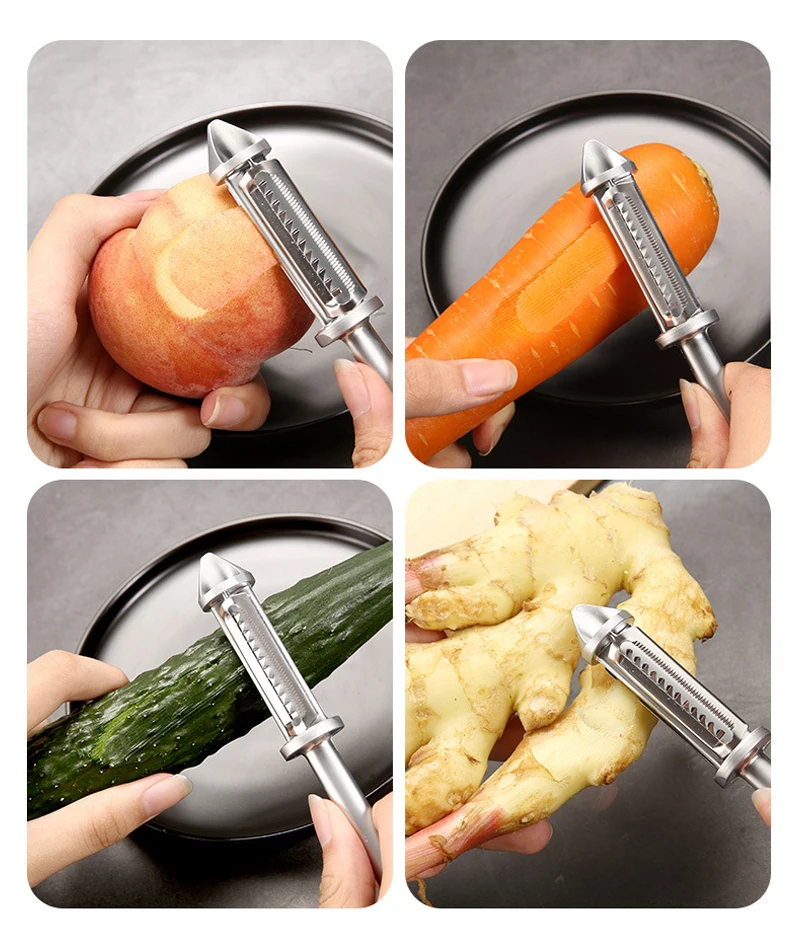 Zinc Alloy Vegetable Scraper Tomato Potato Peelers With Potato Eye Remover Non Slip Serrated Peeler