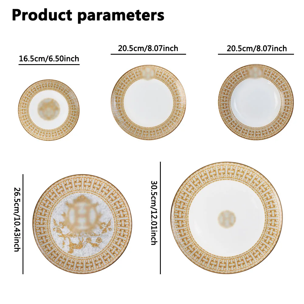 Wholesale Bone China Dinnerware Set 4pcs Plate Set Nordic Mosaic Horses Porcelain Dishes Plates