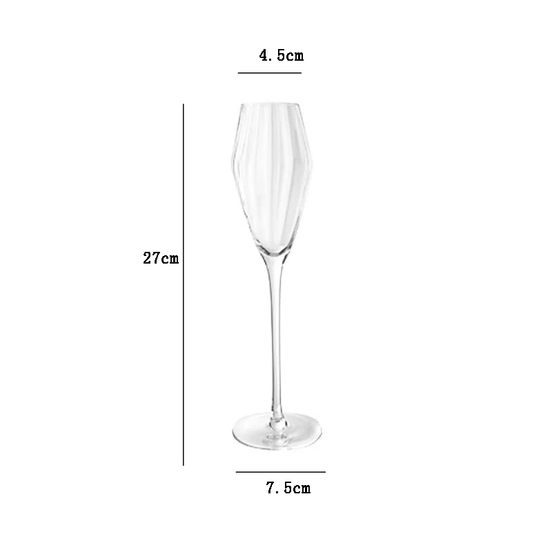 Wholesale Customized Champagne Glasses With Crystal Stem Vertical Stripe Goblet Red Wine Glass For Wedding