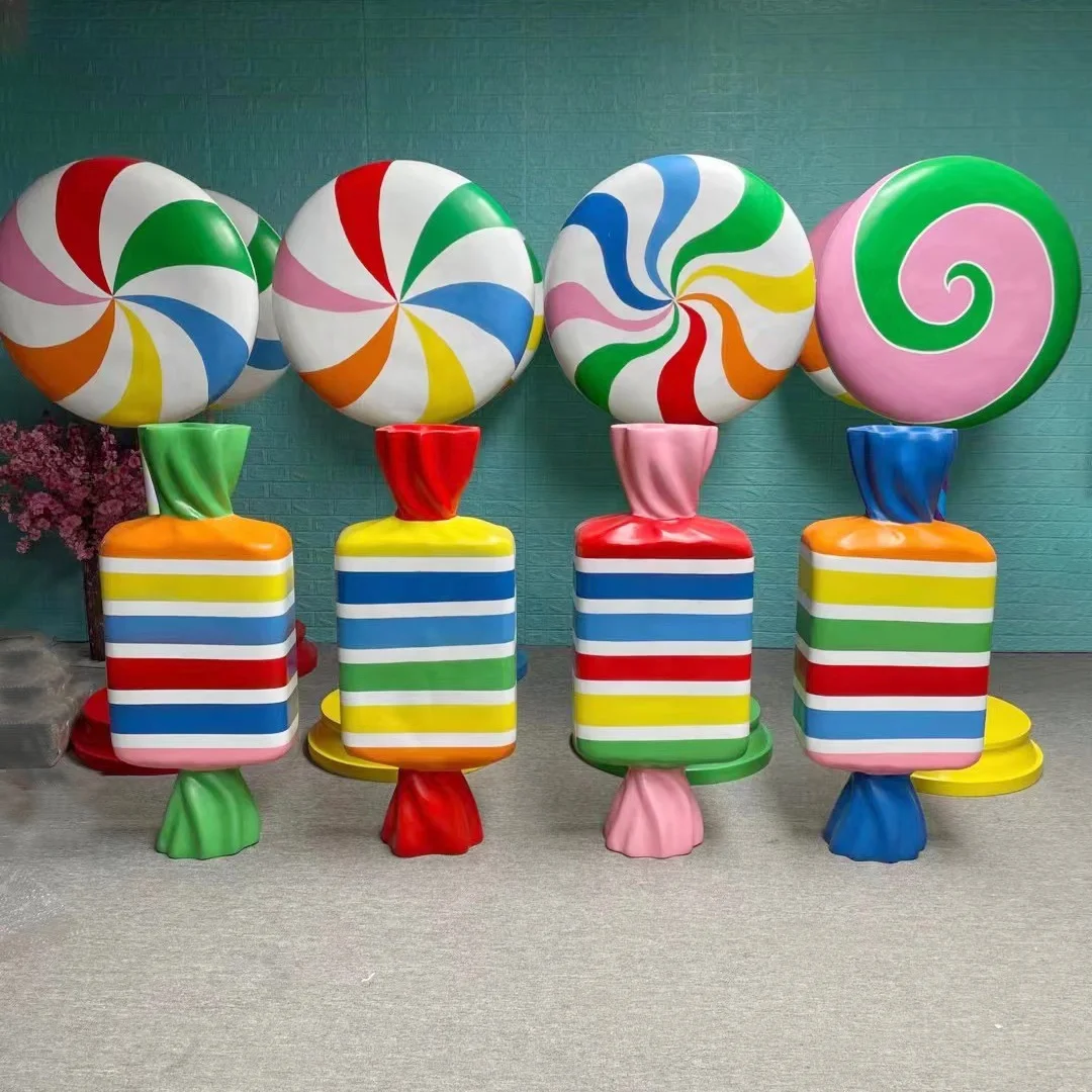 candyland party decorations giant resin fiberglass fake foam candy lollipop display props sculpture statue for sale