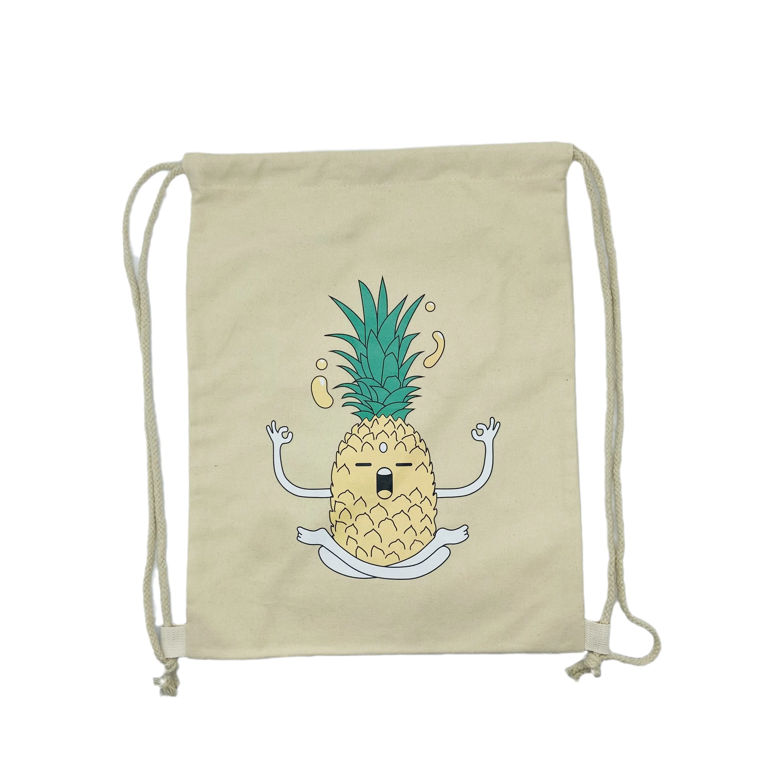 Colorful Cotton Printed Canvas Cotton Drawstring Backpack Cotton Drawstring Bag