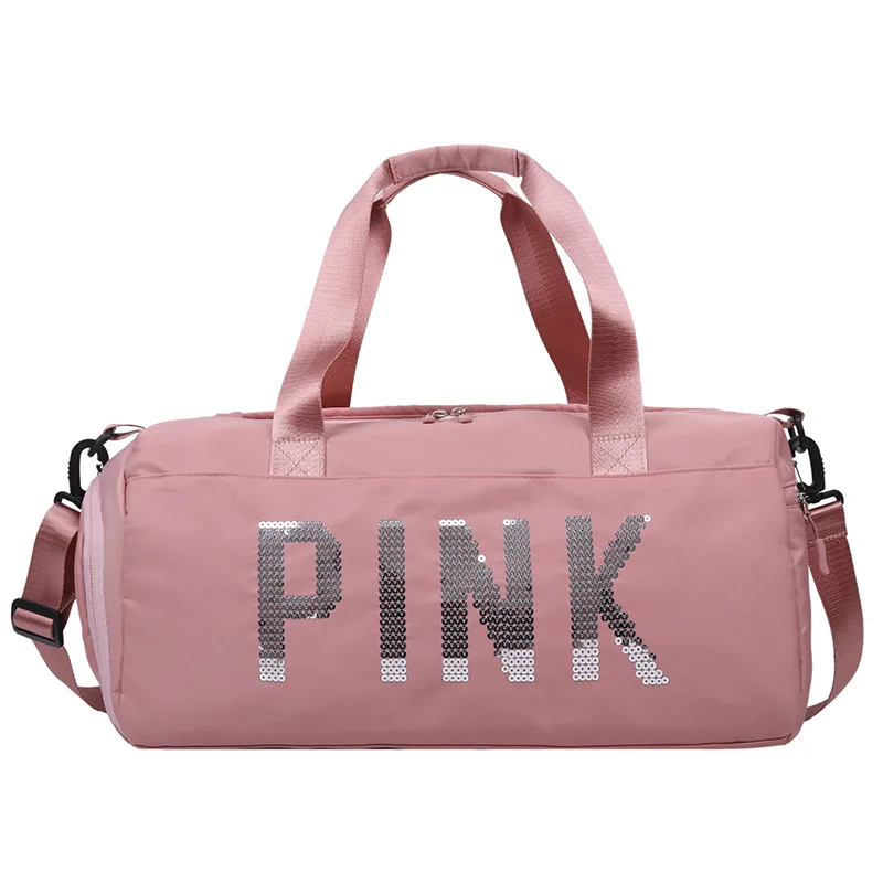 
Customized gym sport bag for women outdoor leisure pink yoga tote bag fashion PINK gym fitness duffel bag LOW MOQ 
