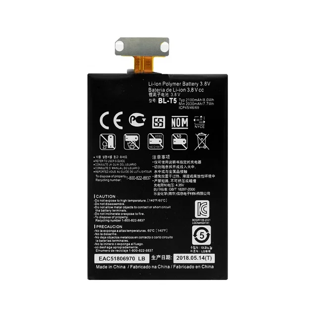 BL-T5 Rechargeable Li-ion Battery 3.8V 2100mAh Phone Battery For LG E971 E973 E975 Nexus 4 E960
