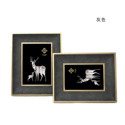 Modern light luxury simple leather photo frame decoration Living room bedroom model room decoration table 6/7 inch photo frame