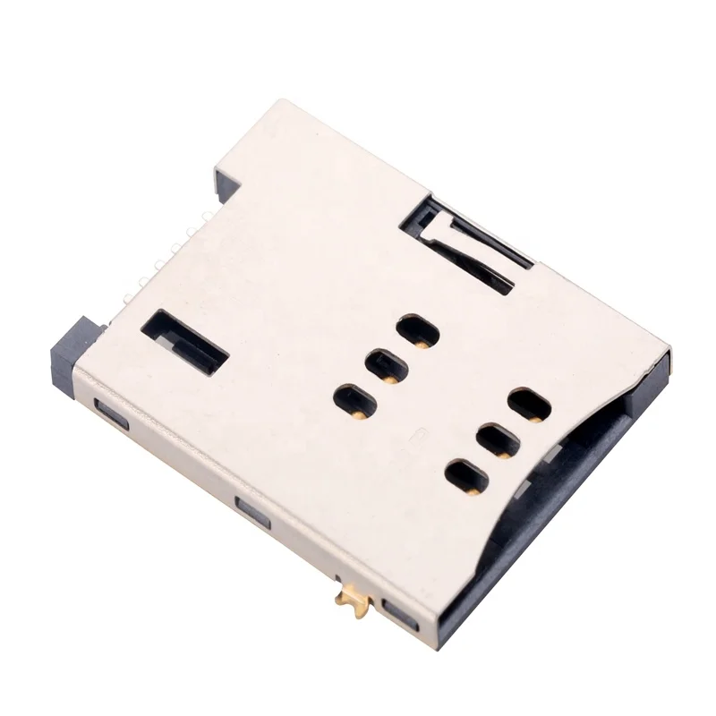 MUP 6 PIN SMT   push push TYPE H1.80mm sim card adapter connector  PCB solder card reader socket for mobile phone  POS terminal