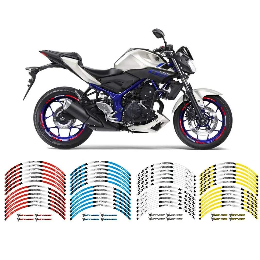 For YAMAHA MT-03 MT03 ALL YEAR Motorcycle Accessories Wheel Rim Reflective Stripes Sticker Waterproof Decals Set