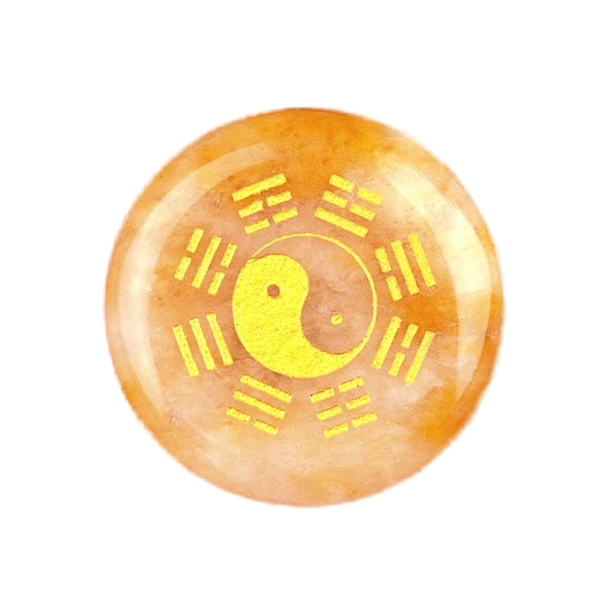 Factory Supply Natural Crystal Yellow Jade Agate Carvingyin And Yang Gossip Tai Chi Diagram Carving Yellow Jade Stone Gossip